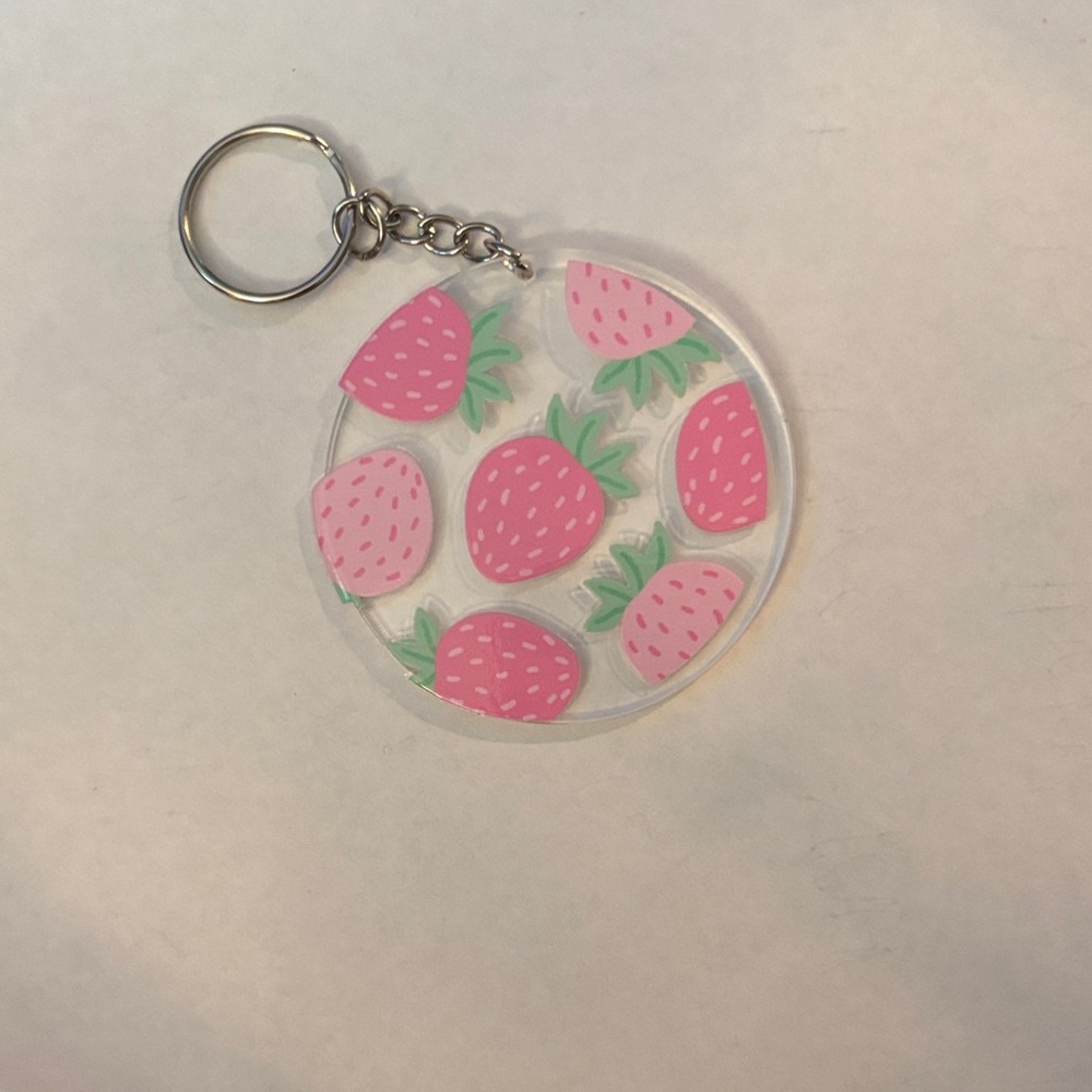 Strawberry circle keychain